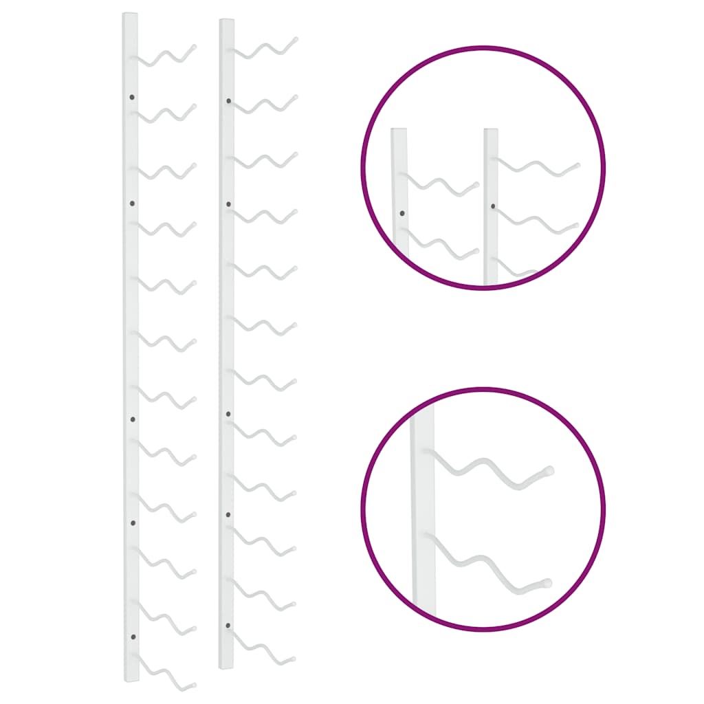 væghængte vinreoler 2 stk. til 24 flasker jern hvid