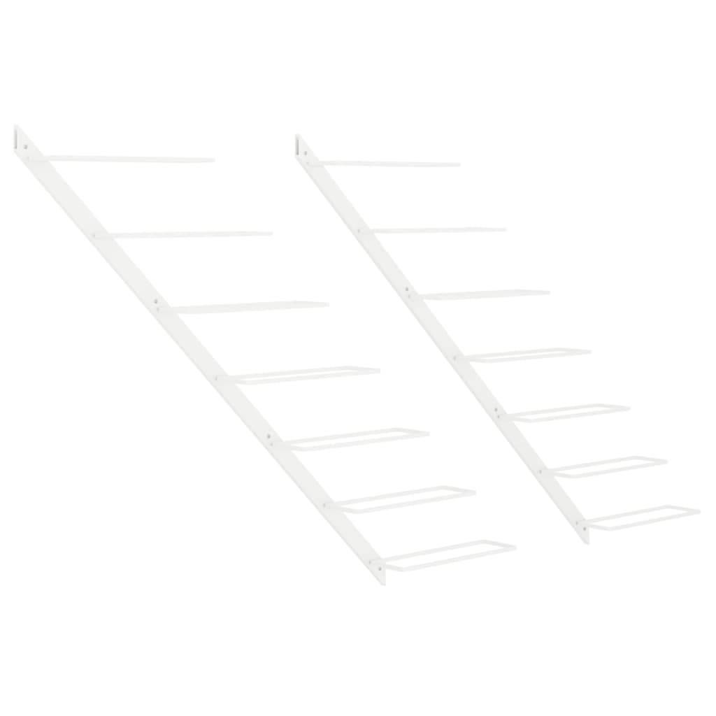 væghængte vinreoler til 7 flasker 2 stk. metal hvid