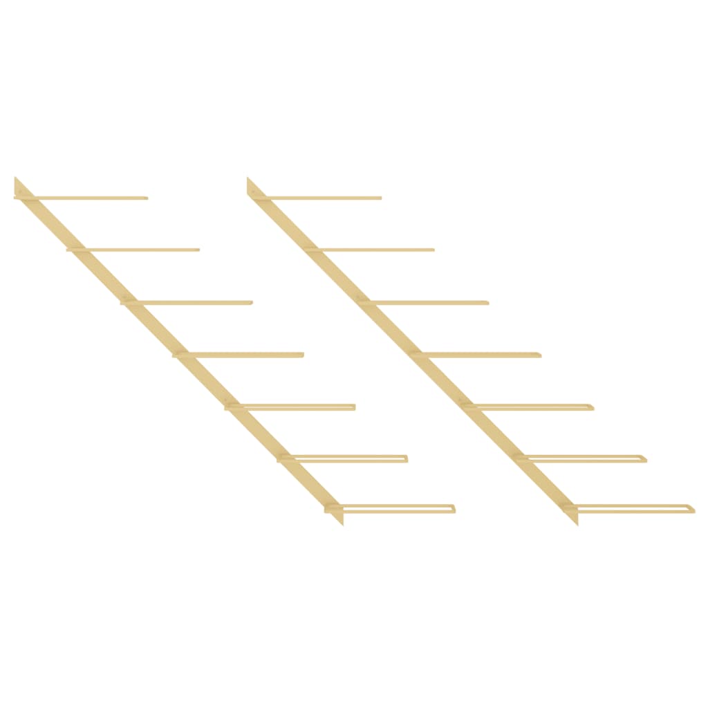 væghængte vinreoler til 7 flasker 2 stk. metal guldfarvet