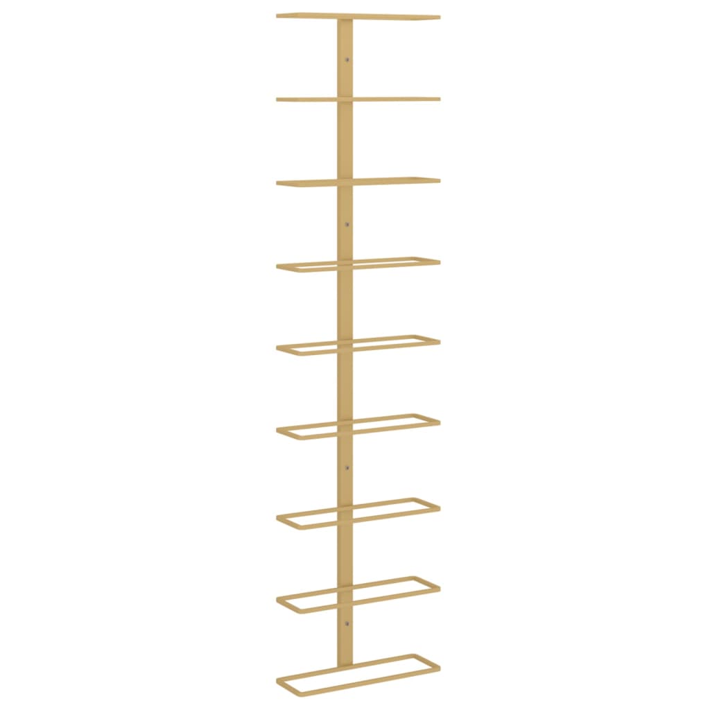 væghængt vinreol til 9 flasker jern guldfarvet