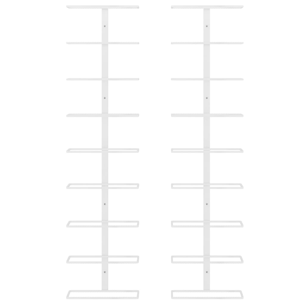 væghængte vinreoler 2 stk. til 9 flasker jern hvid