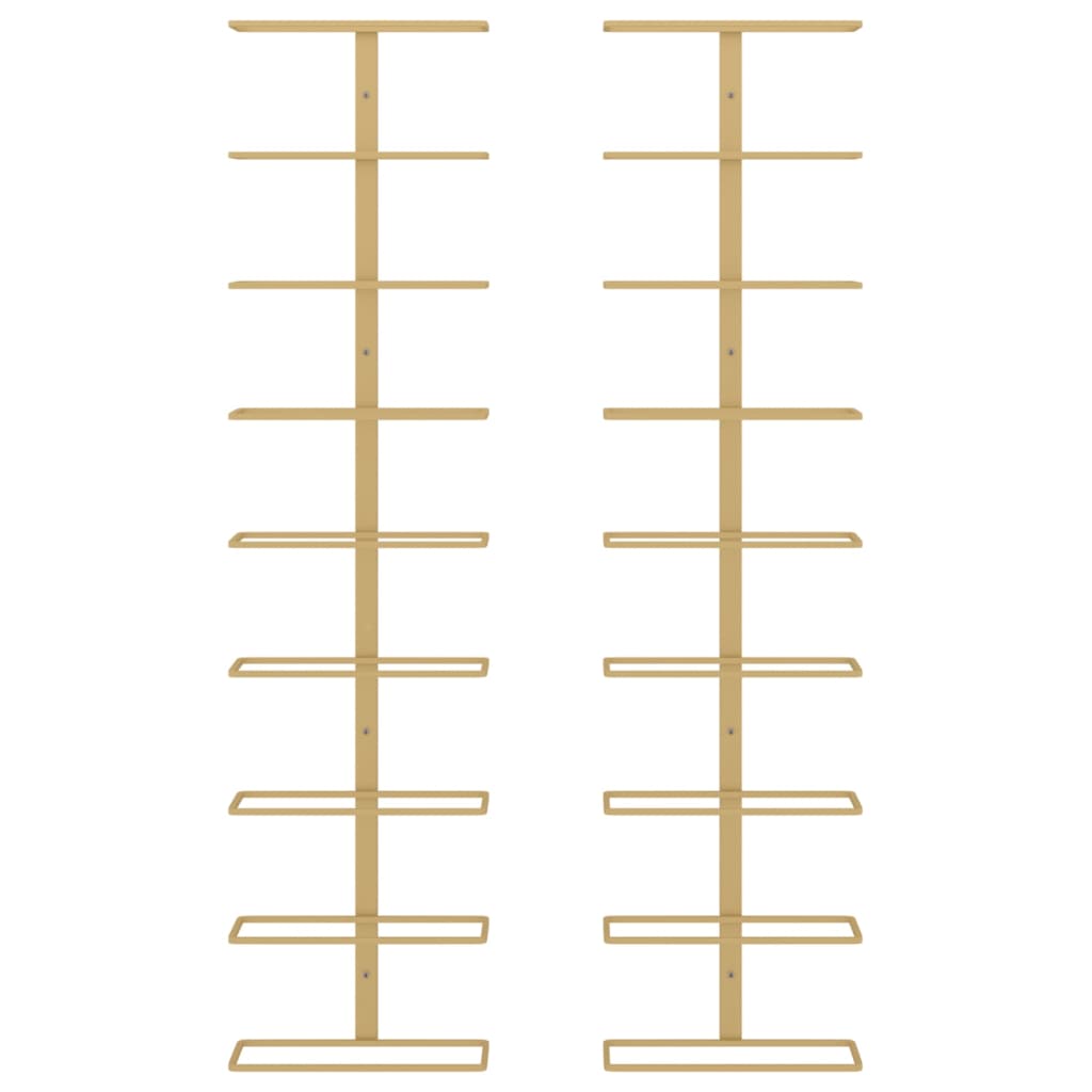 væghængte vinreoler 2 stk. til 9 flasker jern guldfarvet