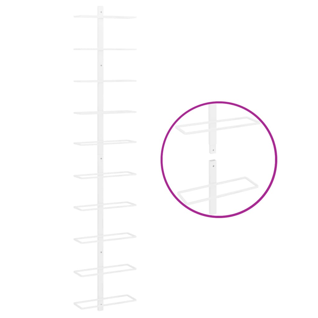 væghængt vinreol til 10 flasker metal hvid