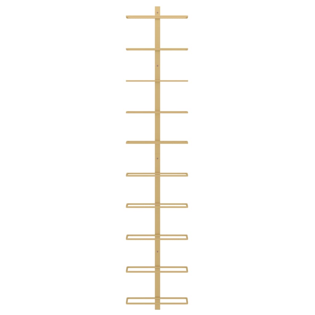 væghængt vinreol til 10 flasker metal guldfarvet