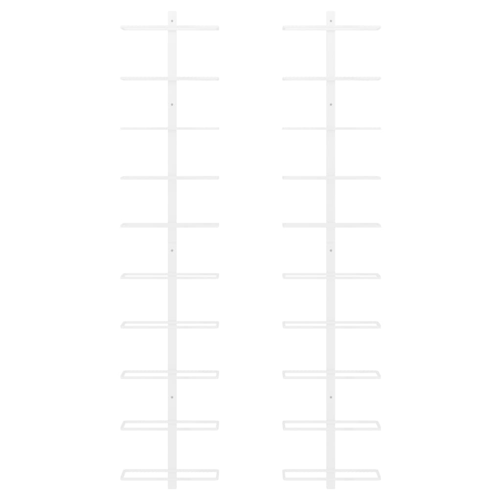 væghængte vinreoler til 7 flasker 10 stk. metal hvid