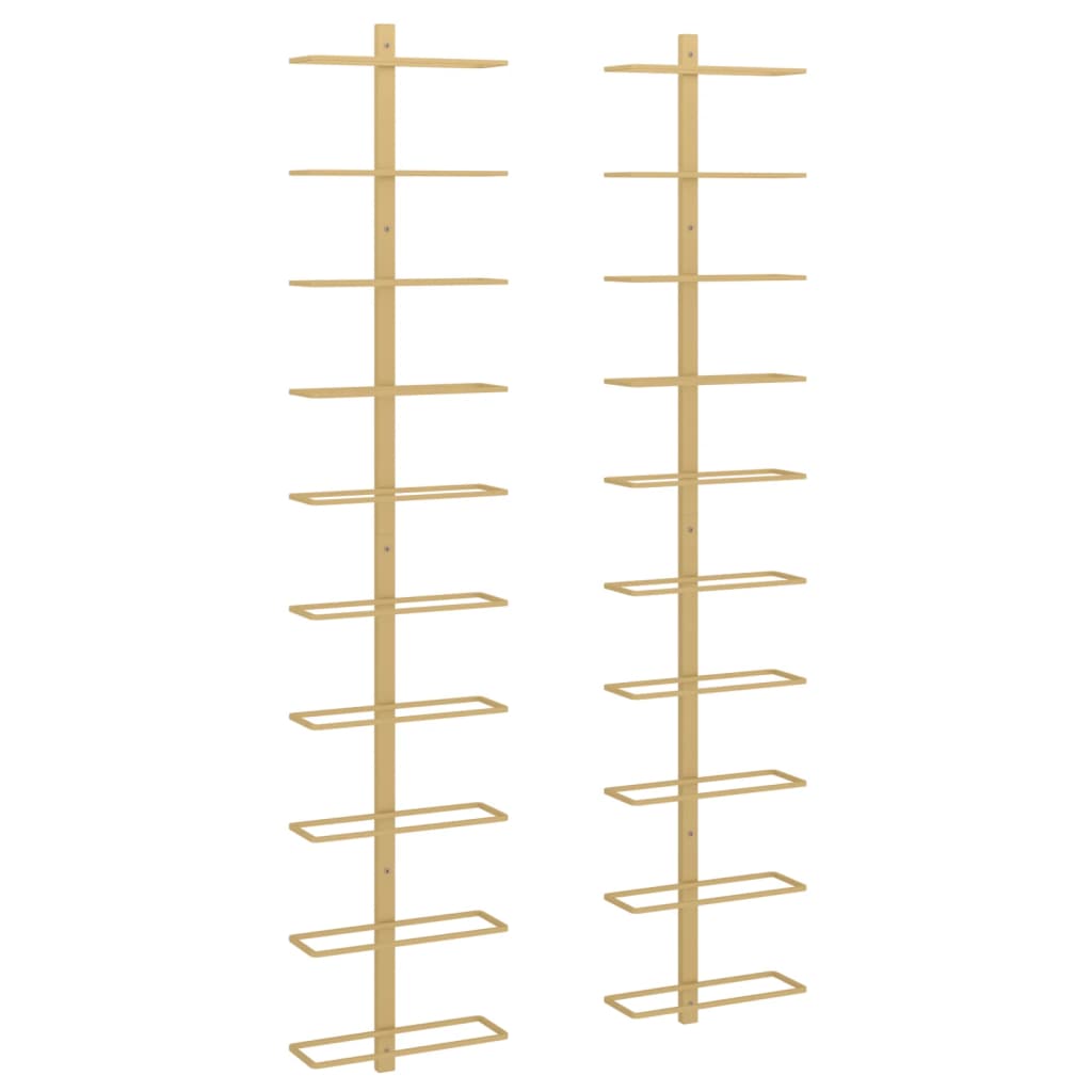 væghængte vinreoler til 7 flasker 10 stk. metal guldfarvet