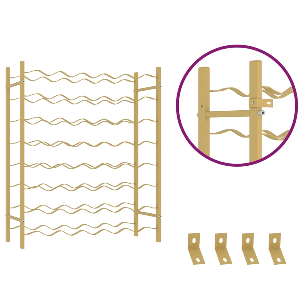 vinreol til 48 flasker metal guldfarvet