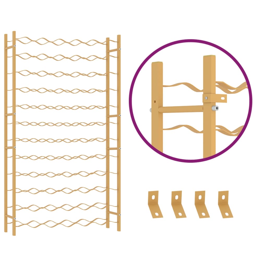 vinreol til 72 flasker metal guldfarvet