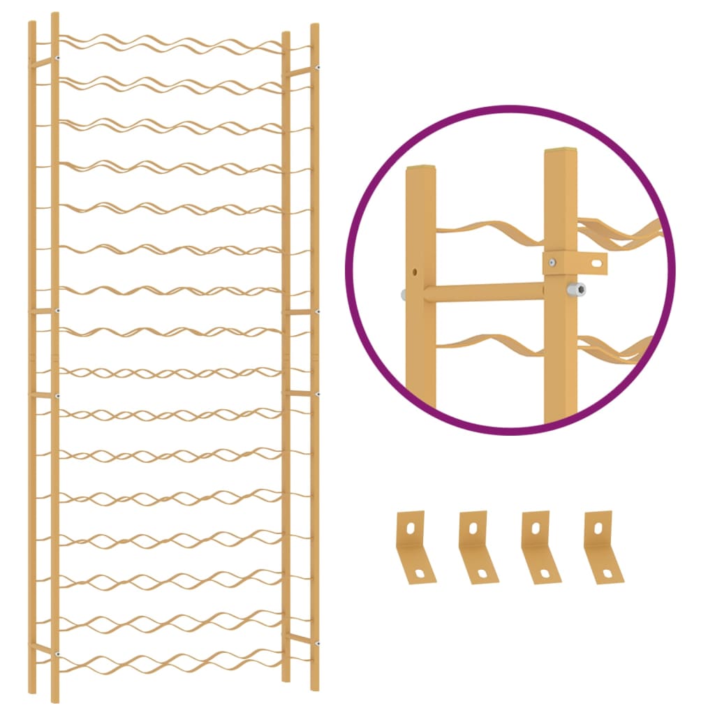 vinreol til 96 flasker metal guldfarvet