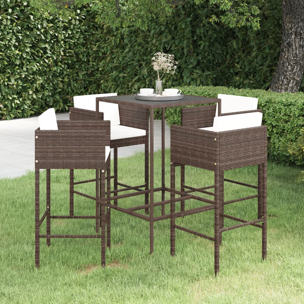 Barsæt Til Haven 3 Dele Med Hynder Polyrattan - 4 / Brun / 70 x 70 x 110 cm