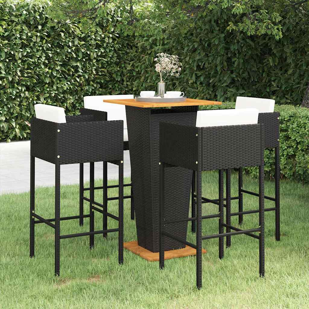 Barsæt Til Haven 3 Dele Med Hynder Polyrattan - 4 / Sort / 60 x 60 x 110 cm