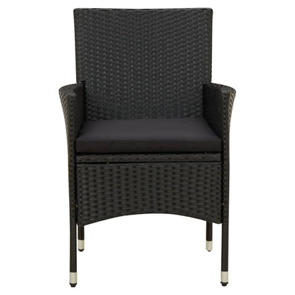 udendørs spisebordssæt 5 dele med hynder polyrattan sort