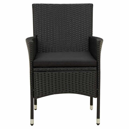 udendørs spisebordssæt 5 dele med hynder polyrattan sort