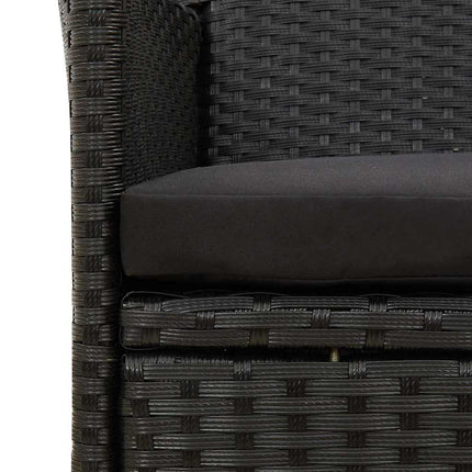 udendørs spisebordssæt 5 dele med hynder polyrattan sort