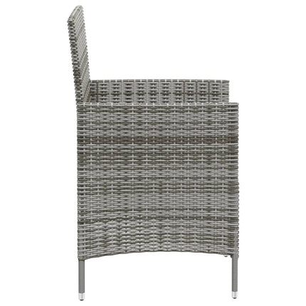 udendørs spisebordssæt 3 dele med hynder polyrattan grå