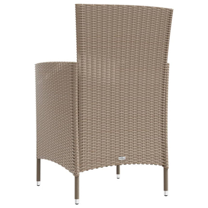 udendørs spisebordssæt 3 dele med hynder polyrattan beige