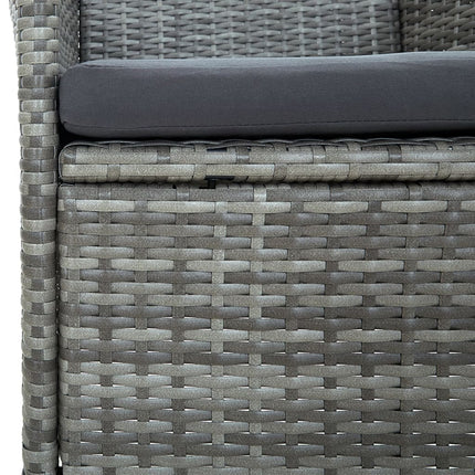 udendørs spisebordssæt 5 dele med hynder polyrattan grå