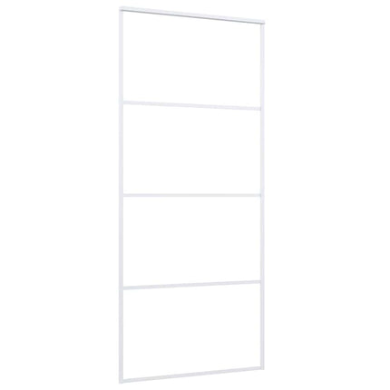 skydedør 90x205 cm hærdet matteret glas og aluminium hvid