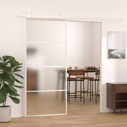 skydedør 90x205 cm hærdet matteret glas og aluminium hvid