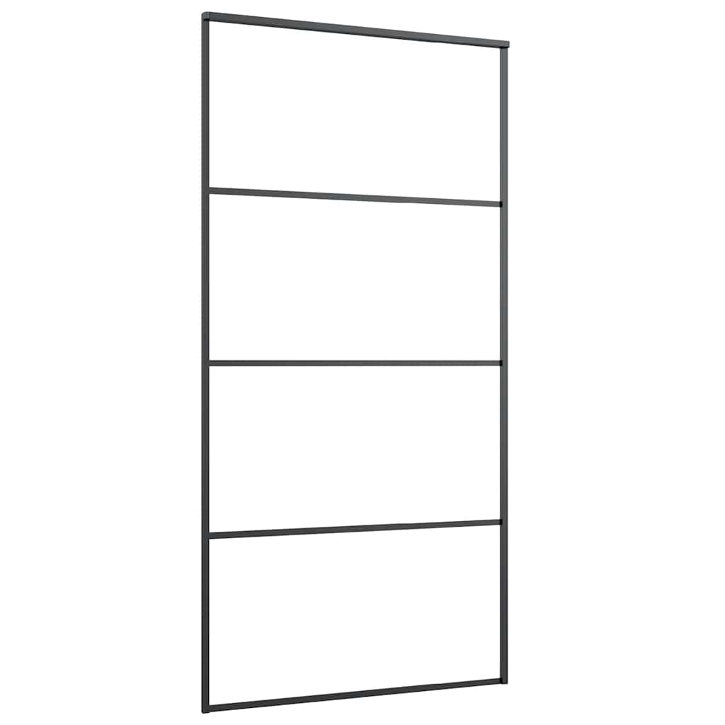 skydedør 102,5x205 cm hærdet matteret glas og aluminium sort