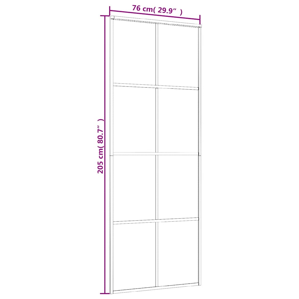 skydedør 76x205 cm sikkerhedsglas og aluminium sort