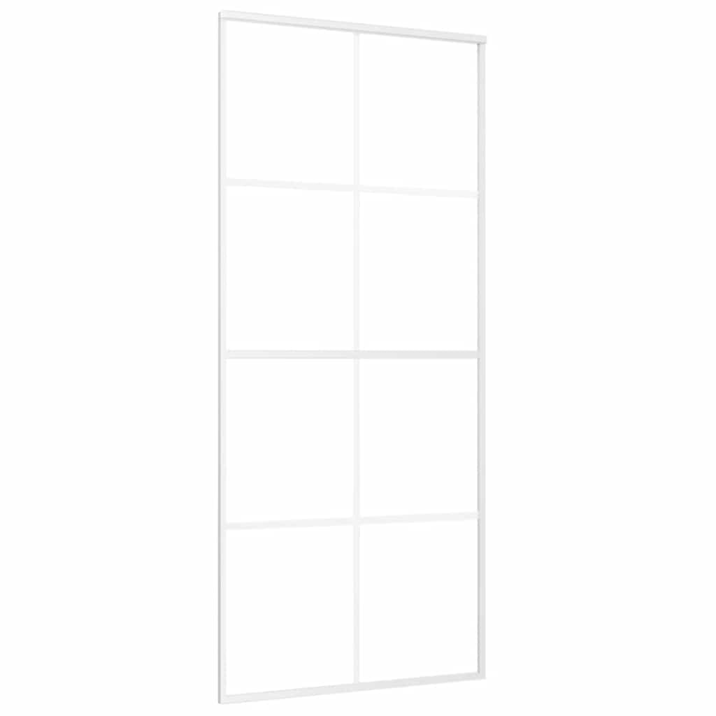 skydedør 90x205 cm hærdet glas og aluminium hvid