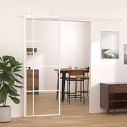 skydedør 76x205 cm hærdet glas og aluminium hvid