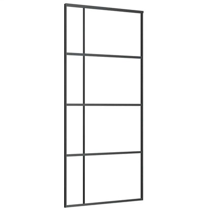 skydedør 90x205 cm hærdet matteret glas og aluminium sort