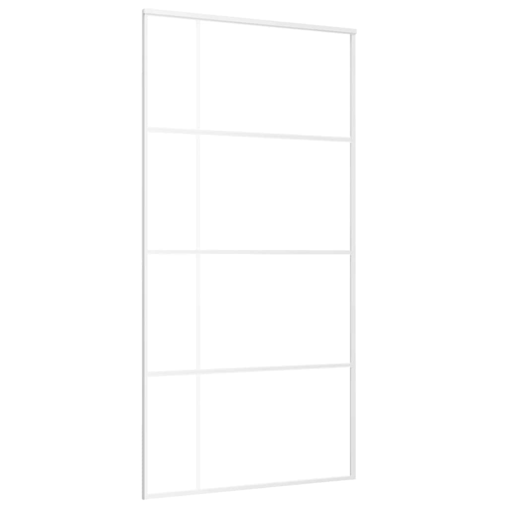 skydedør 102,5x205 cm hærdet matteret glas og aluminium hvid