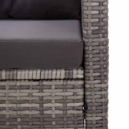 spisebordssæt til haven 3 dele med grå hynder polyrattan