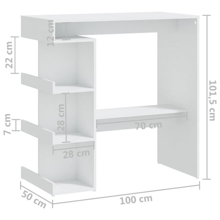 barbord m. stativ 100x50x101,5 cm konstrueret træ hvid