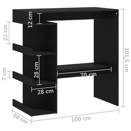 barbord m. stativ 100x50x101,5 cm konstrueret træ sort
