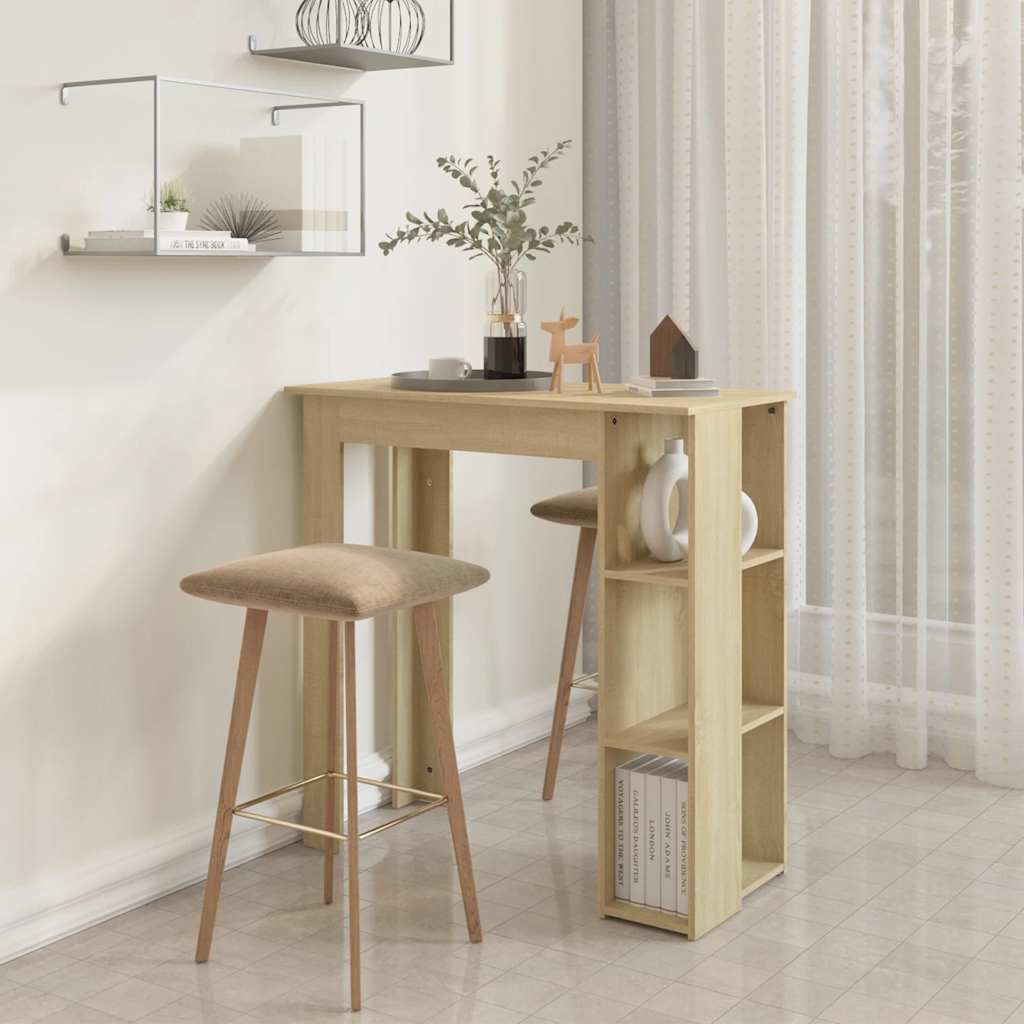 barbord med hylde 102x50x103,5 cm konstrueret træ sonoma-eg