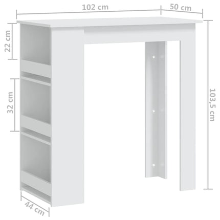 barbord m. stativ 102x50x103,5 cm konstrueret træ hvid