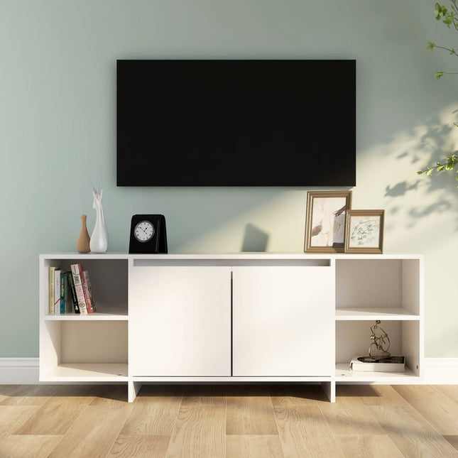 tv-bord 130x35x50 cm konstrueret træ hvid