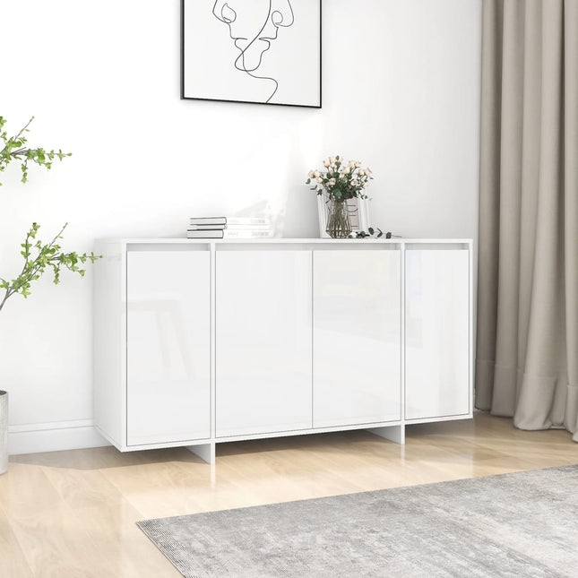 skænk 135x41x75 cm konstrueret træ hvid højglans