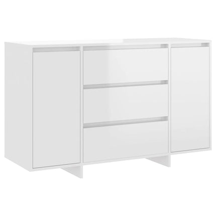 skænk med 3 skuffer120x41x75 cm konstrueret træ hvid højglans