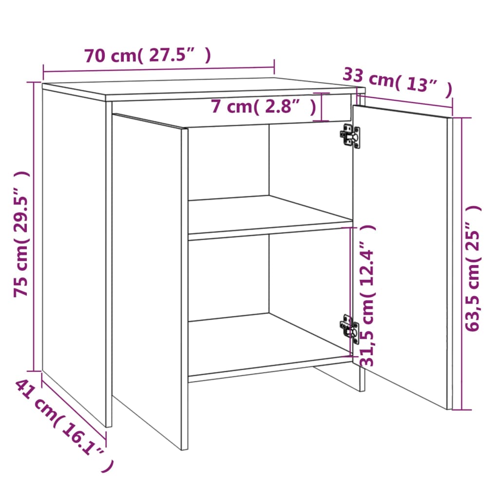 skænk 70x41x75 cm konstrueret træ betongrå