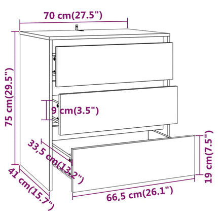 skænk 70x41x75 cm konstrueret træ hvid