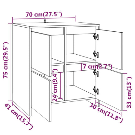 skænk 70x41x75 cm konstrueret træ hvid