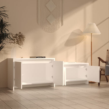 tv-bord 146,5x35x50 cm konstrueret træ hvid