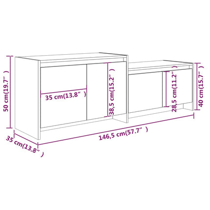 tv-bord 146,5x35x50 cm konstrueret træ hvid