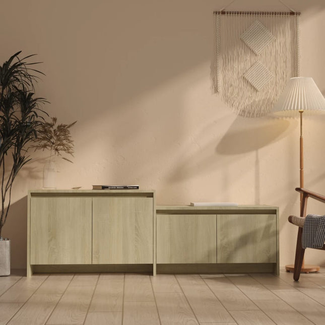 tv-bord 146,5x35x50 cm konstrueret træ sonoma-eg