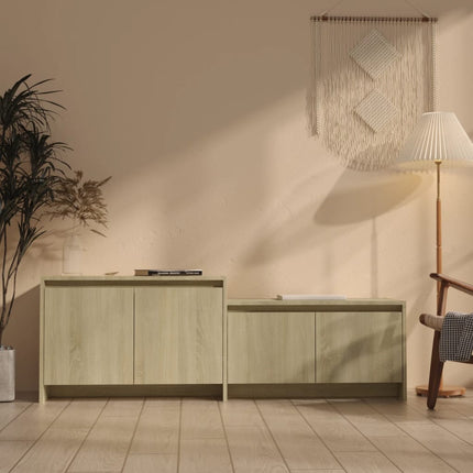 tv-bord 146,5x35x50 cm konstrueret træ sonoma-eg