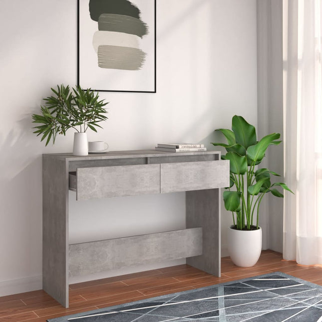 konsolbord 100x35x76,5 cm konstrueret træ betongrå