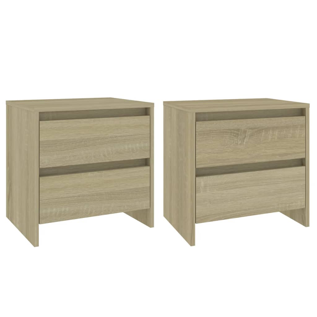 sengeborde 2 stk. 45x34,5x44,5 cm konstrueret træ Sonoma-eg