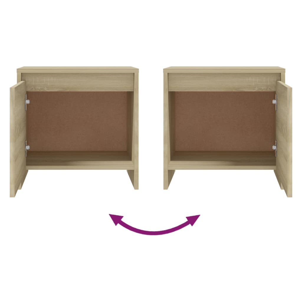 sengeborde 2 stk. 45x34x44,5 cm konstrueret træ sonoma-eg