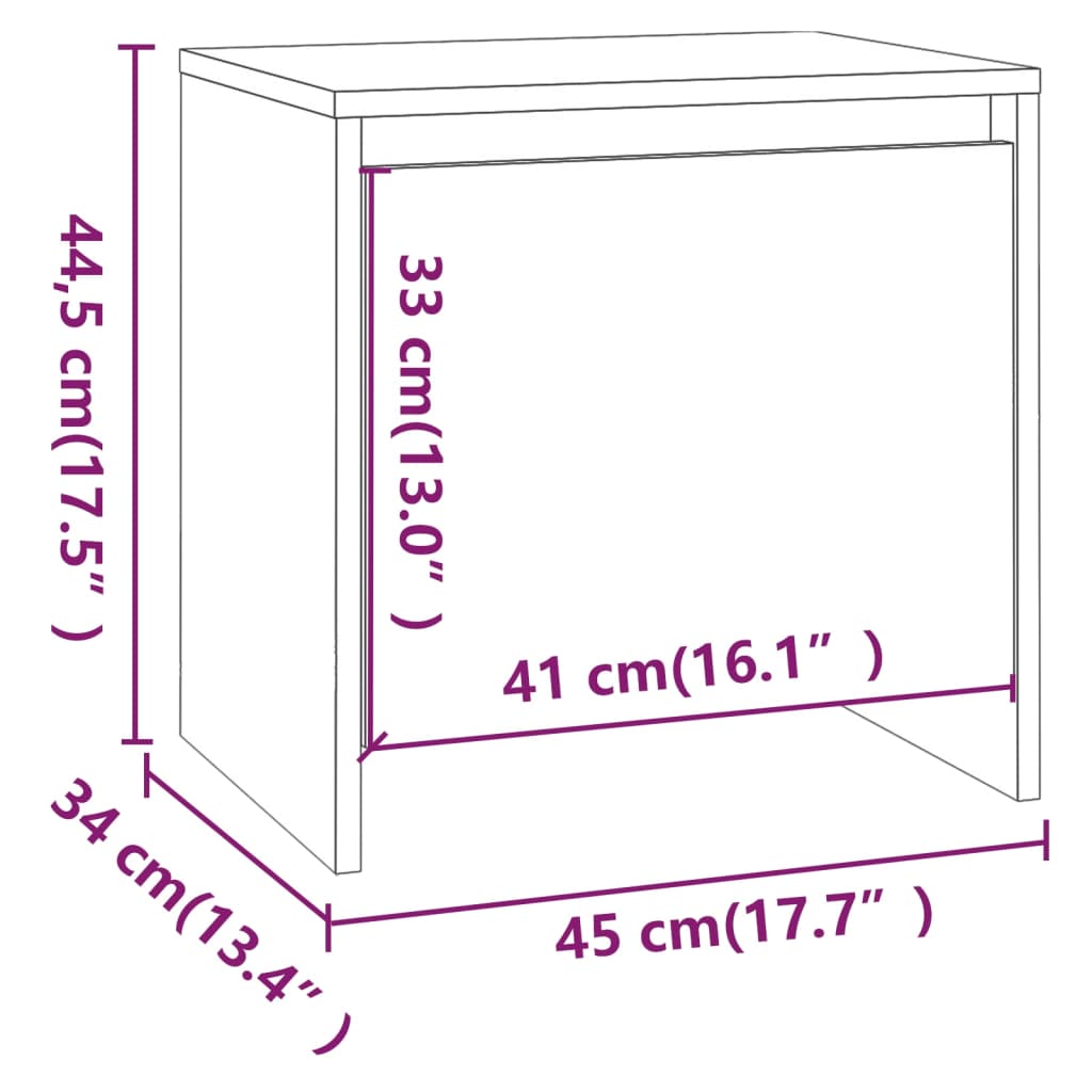 sengeborde 2 stk. 45x34x44,5 cm konstrueret træ sonoma-eg