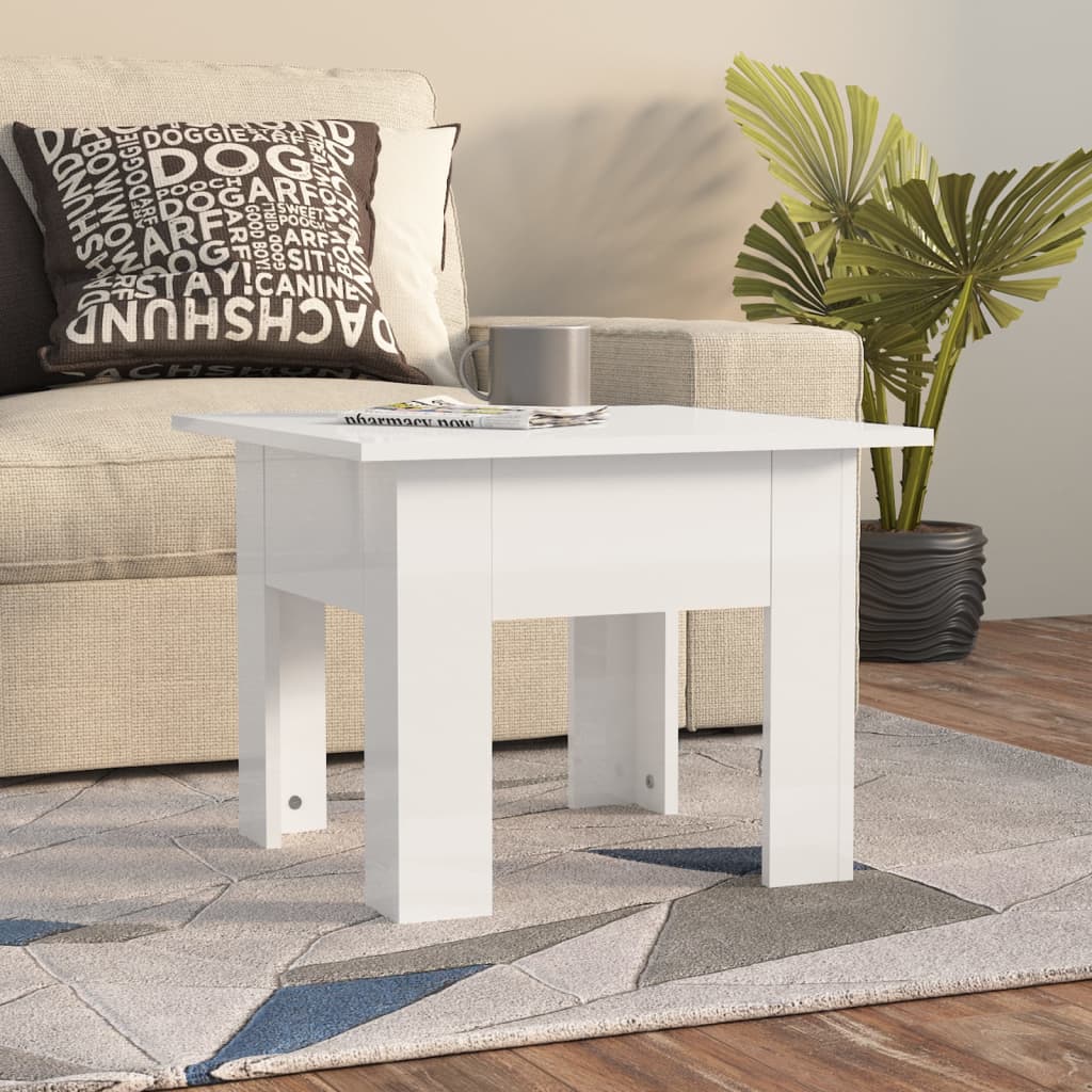 sofabord 55x55x42 cm konstrueret træ hvid højglans