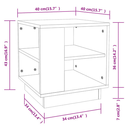 sofabord 40x40x43 cm konstrueret træ hvid